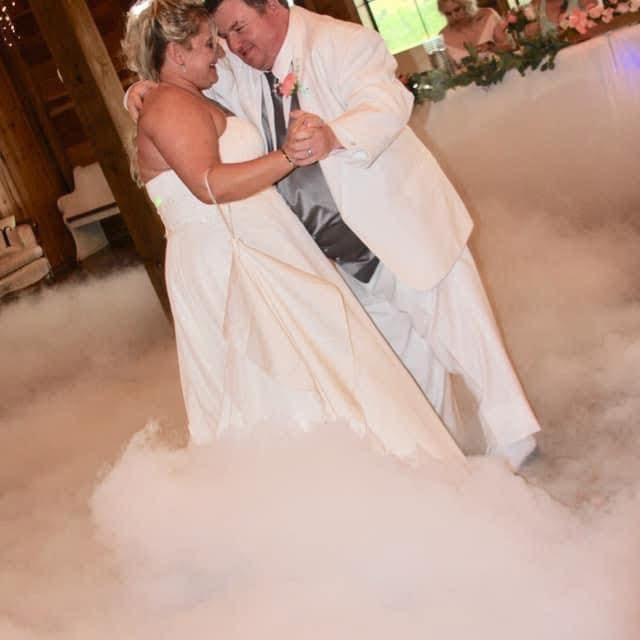 Couple first dance at DJ Wildman wedding — dancing on a cloud